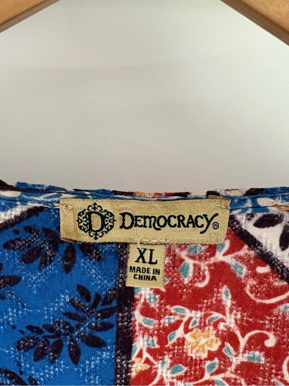 Democracy Patchwork Faux Wrap Midi Dress XL - Picture 6 of 7